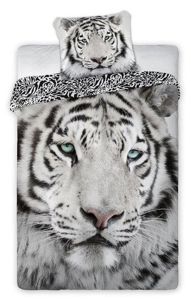 Povlečení bavlněné Deluxe 3D Tigr bílý 200x140cm+90x70cm Faro