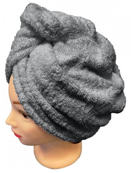 Rychleschnoucí froté Turban na vlasy šedý TiaHome