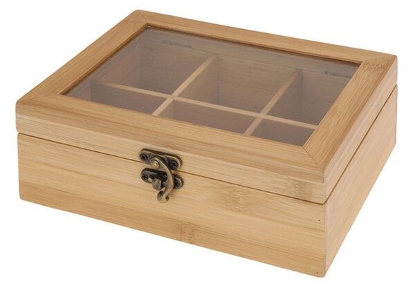 DekorStyle Bambusová skříňka na čaj - 6 přihrádek