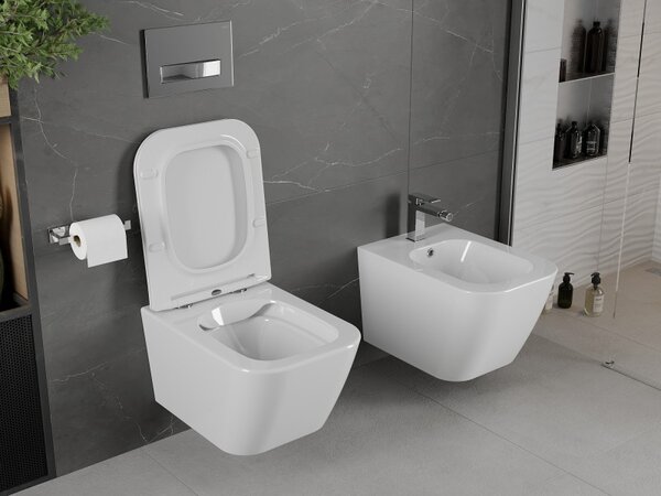 Mexen Madox WC mísa Rimless se zpomalovacím sedátkem slim, duroplast, bílý lesk - 30154000