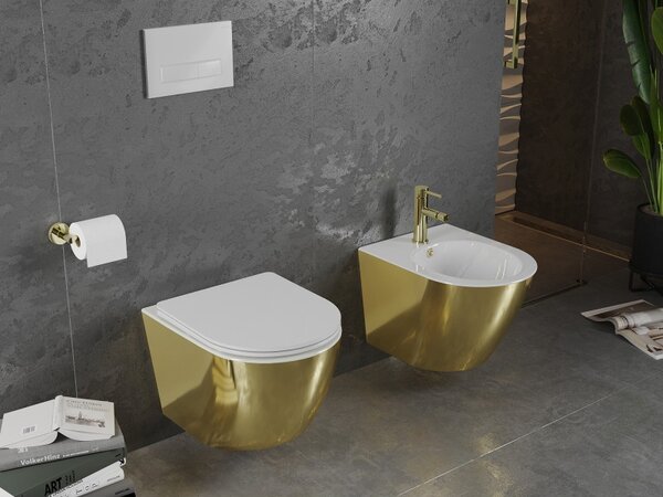Mexen Lena bidet závěsný, bílý/zlatý - 35224806
