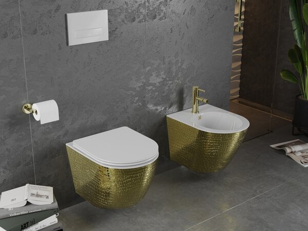 Mexen Lena závěsný bidet, bílý/zlatý vzor šupiny - 35224808