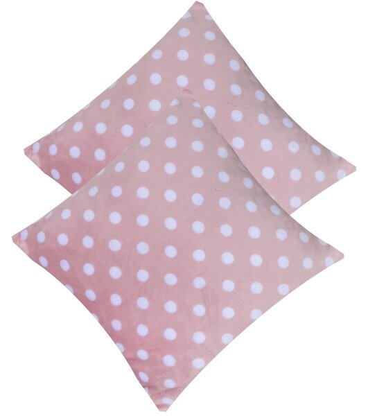 Mikroplyšový povlak na polštář 40x40 - Růžové puntíky