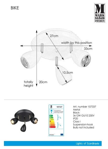 Markslöjd 107337 - Bodové svítidlo BIKE 3xGU10/12W/230V