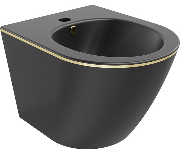 Mexen Lena bidet závěsný, černý mat/zlatý linie - 35224875