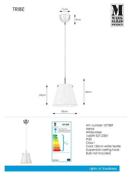 Markslöjd 107389 - Lustr na lanku TRIBE 1xE27/60W/230V