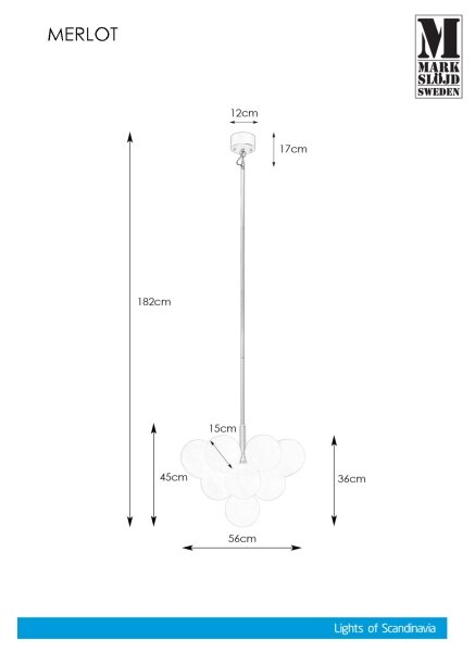 Markslöjd 107911 - Lustr na tyči MERLOT 13xG9/20W/230V pr. 56 cm bílá/černá