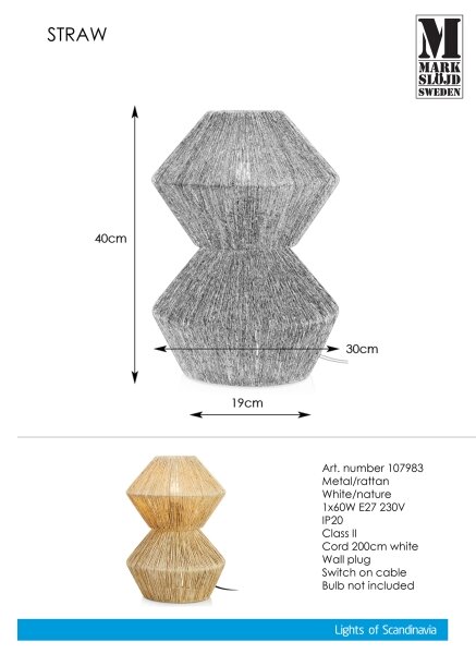 Markslöjd 107983 - Stolní lampa STRAW 1xE27/40W/230V