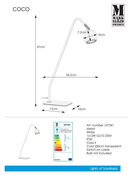 Markslöjd 107341 - Stolní lampa COCO 1xGU10/12W/230V