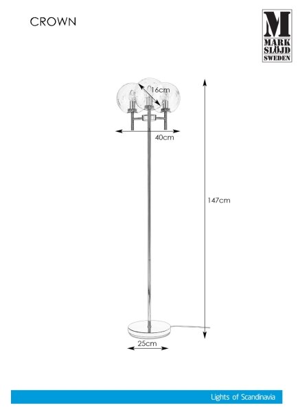 Markslöjd 107947 - Stojací lampa CROWN 3xE14/20W/230V