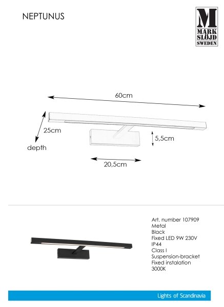 Markslöjd 107909 - LED Koupelnové osvětlení zrcadla NEPTUNUS LED/9W/230V IP44