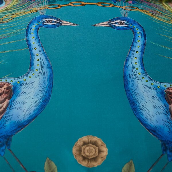 Zelenomodré povlečení na jednolůžko z bavlněného saténu 135x200 cm Xanadu Peacock – Matthew Williamson