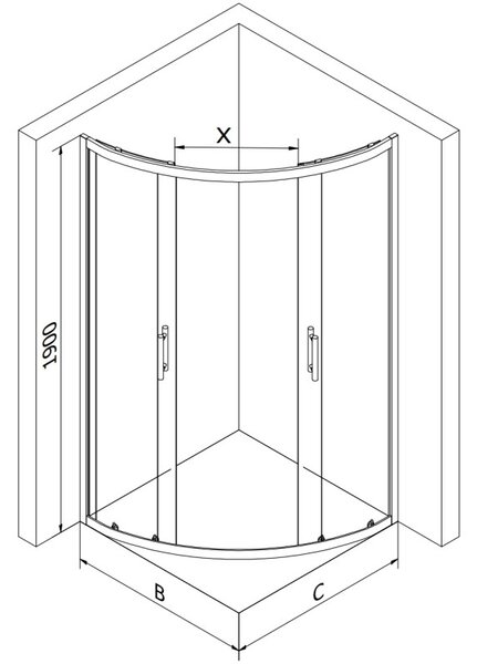 Mexen Rio polokruhový sprchový kout 80 x 80 cm, grafit, černý + sprchová vanička, bílá - 863-080-080-70-40-4710