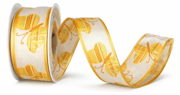 Stuha taftová SPRING BUTTERFLY Honey Gold oranžová 25mm x 2m