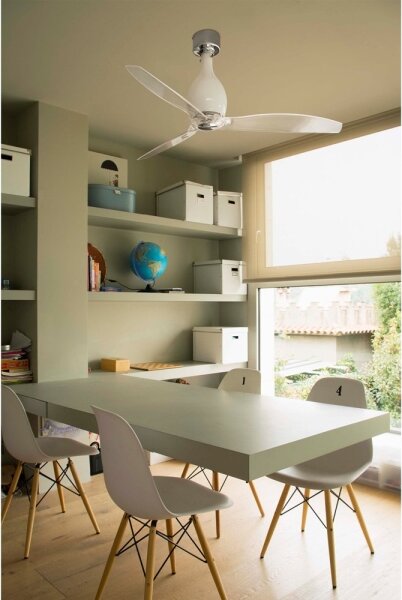 FARO 32020-Stropní ventilátor MINI ETERFAN bílá/čirá pr. 128 cm+dálkové ovládání