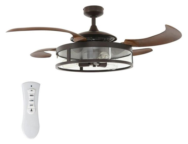 FANAWAY 212925 - LED Stropní ventilátor CLASSIC 3xE27/4W/230V hnědá + DO