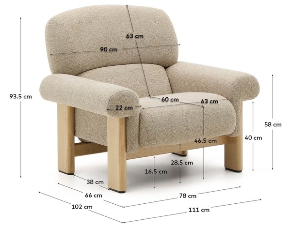 Béžové čalouněné křeslo Kave Home Nema