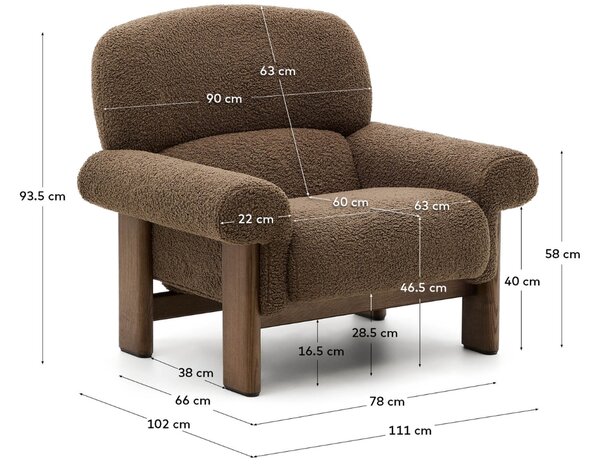 Hnědé bouclé křeslo Kave Home Nema