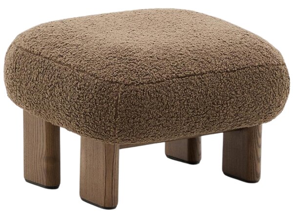 Hnědá bouclé podnožka Kave Home Nema 66,5 x 56,5 cm