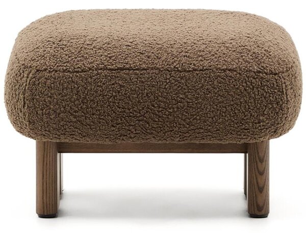 Hnědá bouclé podnožka Kave Home Nema 66,5 x 56,5 cm