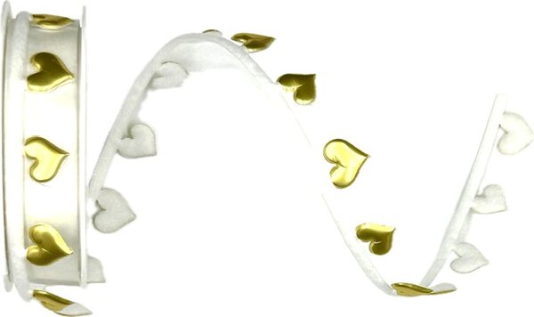 Stuha girlandová GOLDEN HEART GARLAND vysekávaná zlatá 15mm x 1m