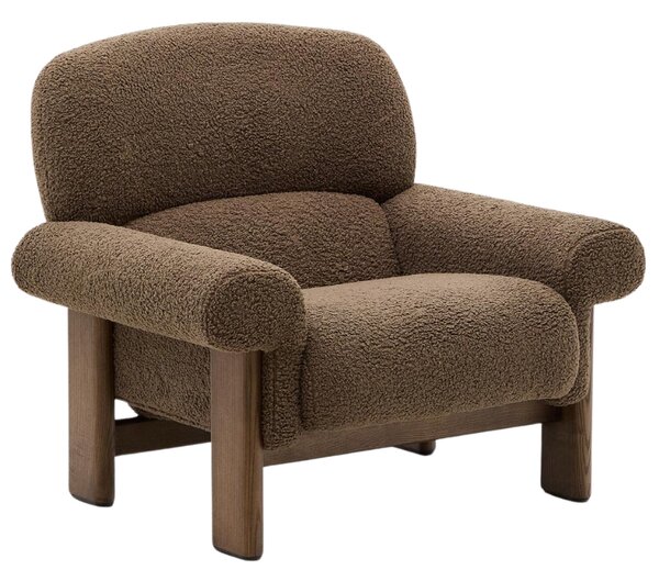Hnědé bouclé křeslo Kave Home Nema