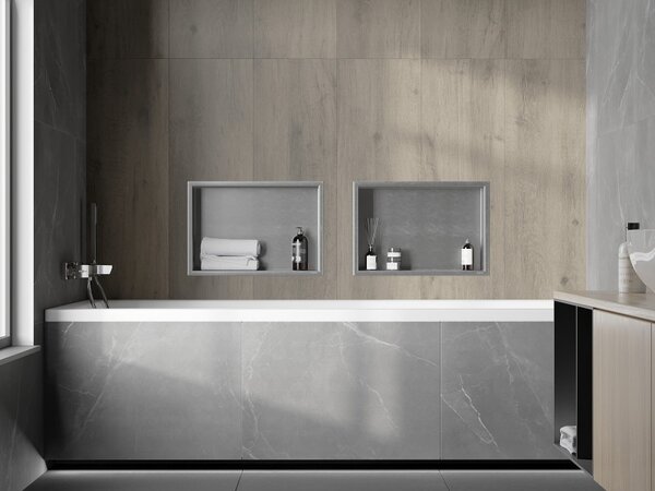 Mexen X-Wall-R nástěnná police s lemem 45 x 30 cm, inox - 1910453010