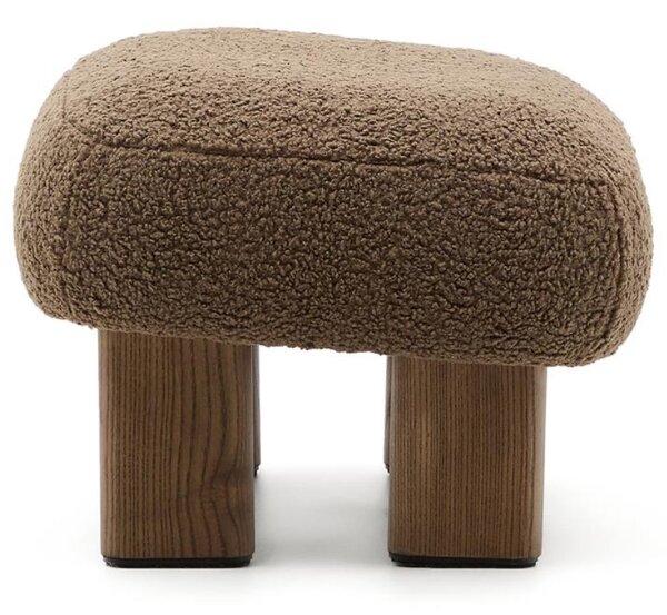 Hnědá bouclé podnožka Kave Home Nema 66,5 x 56,5 cm