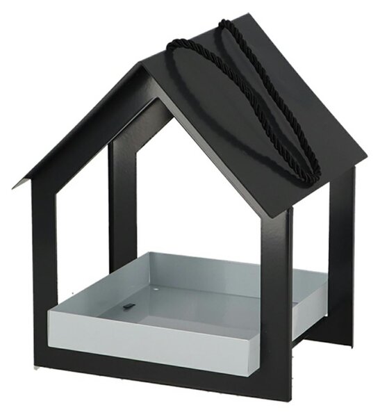 Závěsné krmítko pro ptáky Easy, 23x19x19 cm, kov, černá
