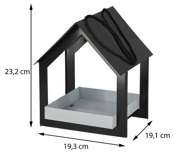 Závěsné krmítko pro ptáky Easy, 23x19x19 cm, kov, černá
