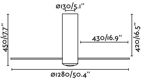 FARO 32036- Stropní ventilátor TUBE FAN černá/čirá pr. 128 cm + dálkové ovládání