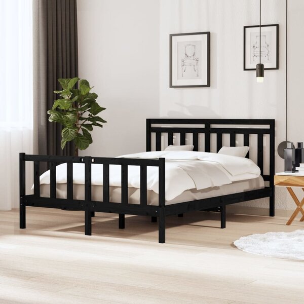 Rám postele černý 150 x 200 cm King Size masivní dřevo
