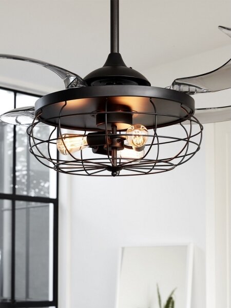 FANAWAY 212920 - LED Stropní ventilátor INDUSTRI 3xE27/4W/230V černá + DO