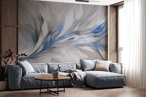 Fototapety Abstraktní malířský styl s bílými, modrými a šedými texturovanými tahy štětcem na jemném,, Fototapety abstraktní, w09552v1 : uwalls.cz
