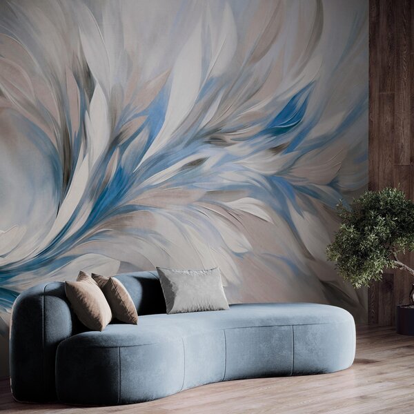 Fototapety Abstraktní malířský styl s bílými, modrými a šedými texturovanými tahy štětcem na jemném,, Fototapety abstraktní, w09552v1 : uwalls.cz