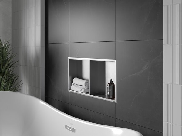 Mexen X-Wall-R nástěnná polička s límcem a policí 60 x 30 cm, inox - 1910603010S