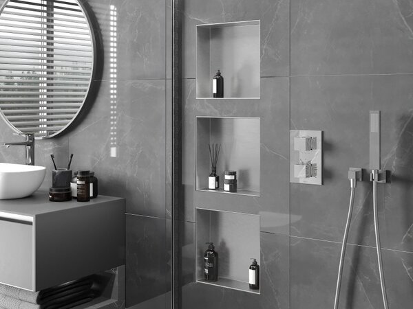 Mexen X-Wall-NR nástěnná polička bez lemu 30 x 30 cm, inox - 1911303010