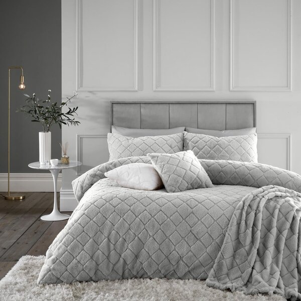 Šedé povlečení na jednolůžko z mikroplyše 135x200 cm Cosy Diamond – Catherine Lansfield