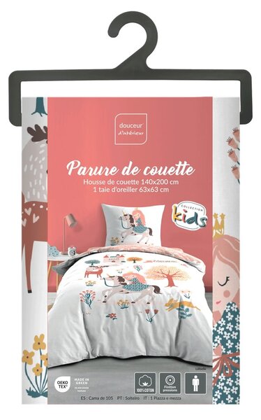Bílé/růžové bavlněné dětské povlečení na jednolůžko 140x200 cm Lilibelle – douceur d'intérieur