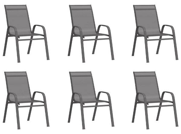Stohovatelné zahradní židle 6 ks šedé textilenová tkanina