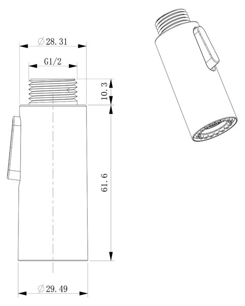 Sapho Sapho, FLAWO výsuvná sprcha dřezové baterie 1/2", 2 režimy, černá mat, FR583B