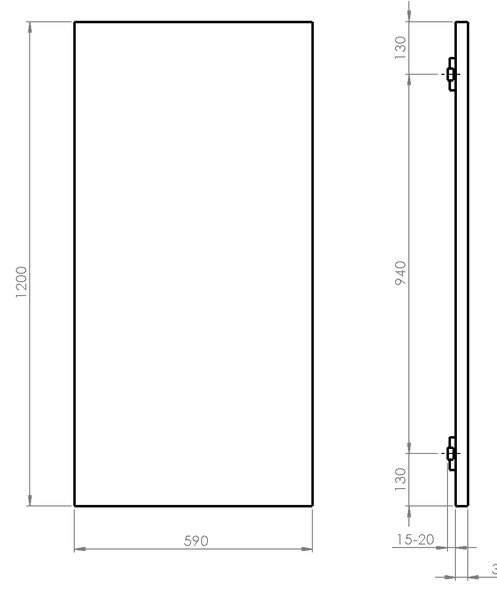 Sapho Sapho, ENIS koupelnový sálavý topný panel 600W, IP44, 590x1200 mm, černá mat, RH600B