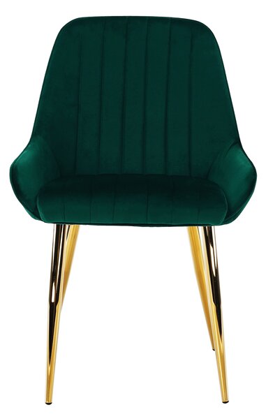 Jídelní židle LUXURY - látka Velvet, zlatý chrom / smaragdová