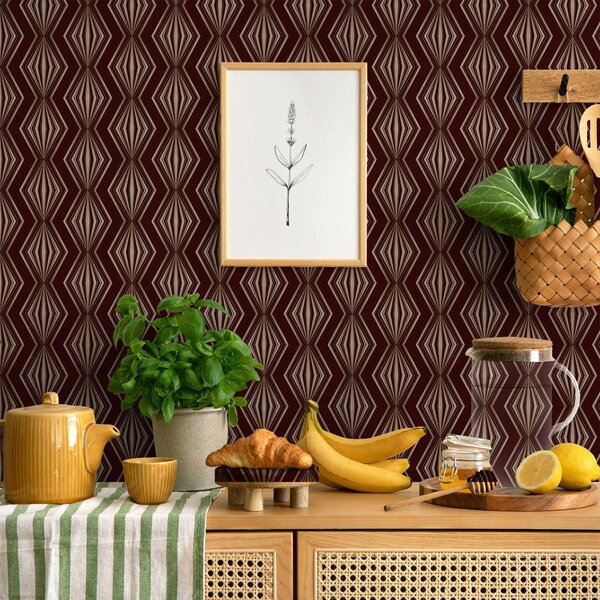 Tapety Diamantový geometrický vzor na vínově hnědém pozadí, Tapety abstraktní, a00925v1 : uwalls.cz