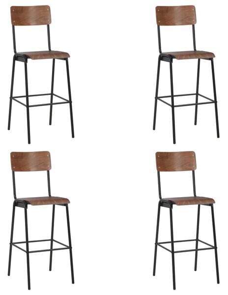 Barové židle 4 ks masivní překližka a ocel