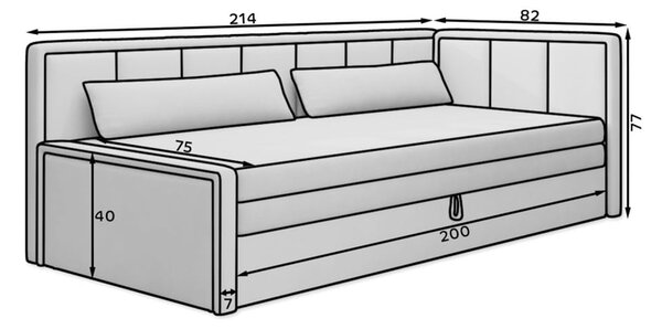 Tmavě šedá žinylková rozkládací/s úložným prostorem pohovka 214 cm Fulgeo – ELTAP