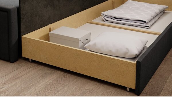 Tmavě šedá žinylková rozkládací/s úložným prostorem pohovka 214 cm Fulgeo – ELTAP