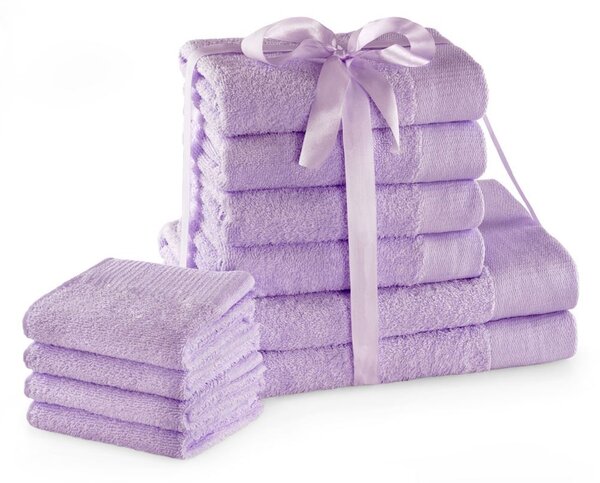 Sada bavlněných ručníků AmeliaHome AMARI 2+4+4 ks šeříková