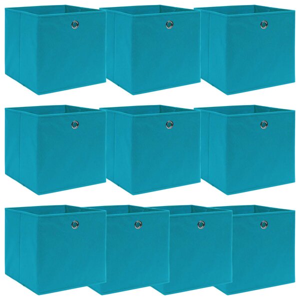 Úložné boxy 10 ks bledě modré 32 x 32 x 32 cm textil