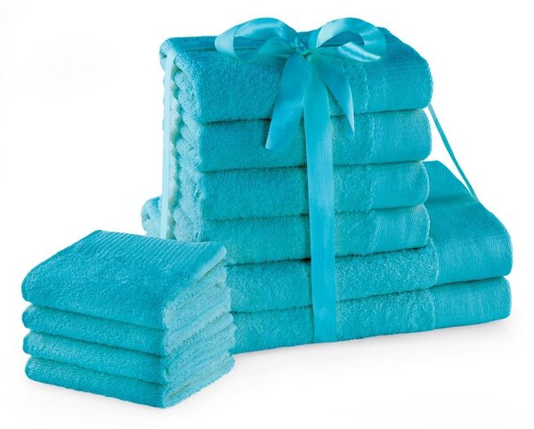 Sada bavlněných ručníků AmeliaHome AMARI 2+4+4 ks tyrkysová